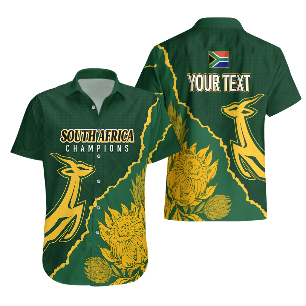 Personalised South Africa Rugby 2023 Hawaiian Shirt Bokke Champions Kente Ethnic - Vibe Hoodie Shop