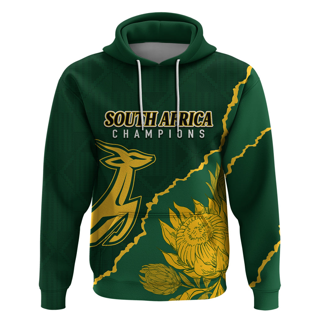 Personalised South Africa Rugby 2023 Hoodie Bokke Champions Kente Ethnic LT7 - Vibe Hoodie Shop