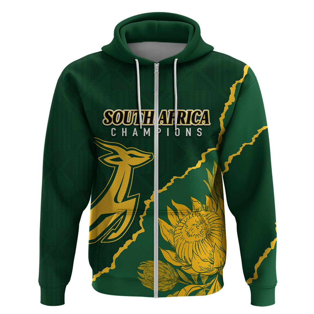 Personalised South Africa Rugby 2023 Hoodie Bokke Champions Kente Ethnic LT7 - Vibe Hoodie Shop