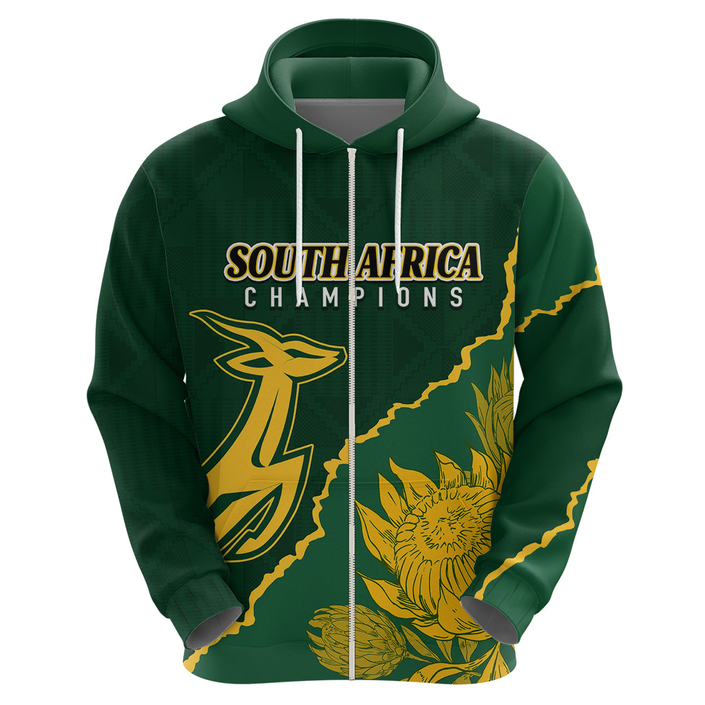 Personalised South Africa Rugby 2023 Hoodie Bokke Champions Kente Ethnic LT7 - Vibe Hoodie Shop