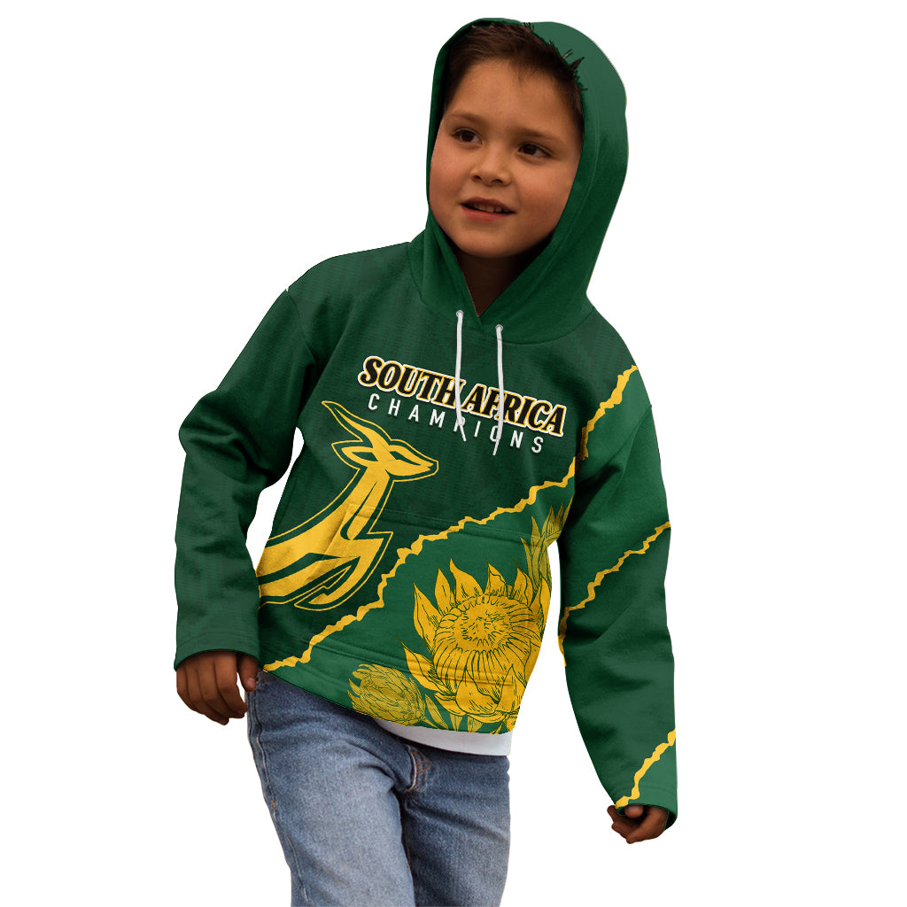 Personalised South Africa Rugby 2023 Kid Hoodie Bokke Champions Kente Ethnic - Vibe Hoodie Shop