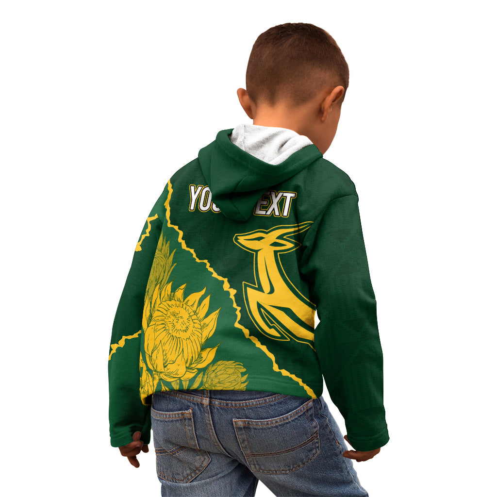 Personalised South Africa Rugby 2023 Kid Hoodie Bokke Champions Kente Ethnic - Vibe Hoodie Shop