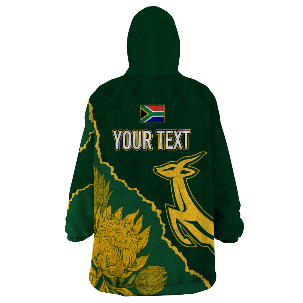 Personalised South Africa Rugby 2023 Wearable Blanket Hoodie Bokke Champions Kente Ethnic - Vibe Hoodie Shop