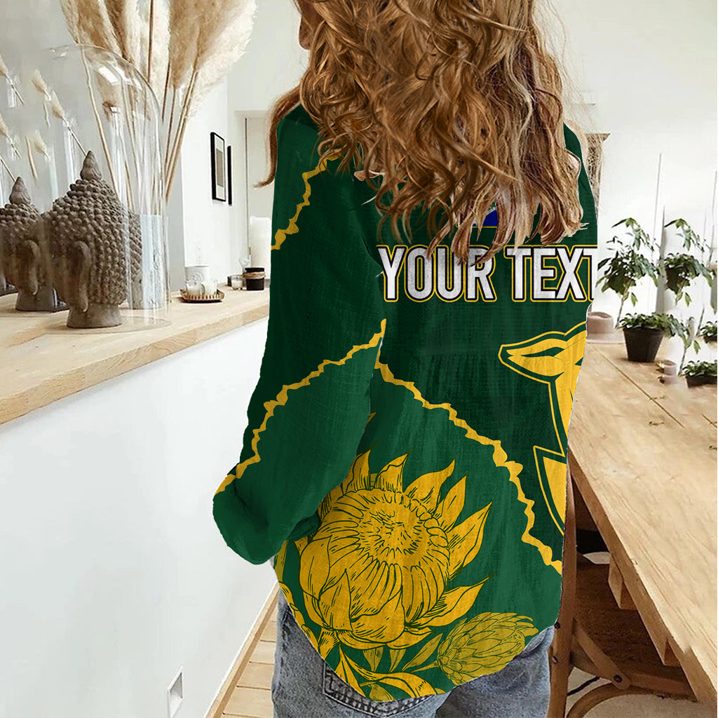 Personalised South Africa Rugby 2023 Women Casual Shirt Bokke Champions Kente Ethnic - Vibe Hoodie Shop