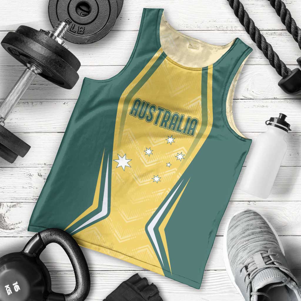 Australia 2024 Olympics Custom Men Tank Top Rise of the Roos - Vibe Hoodie Shop
