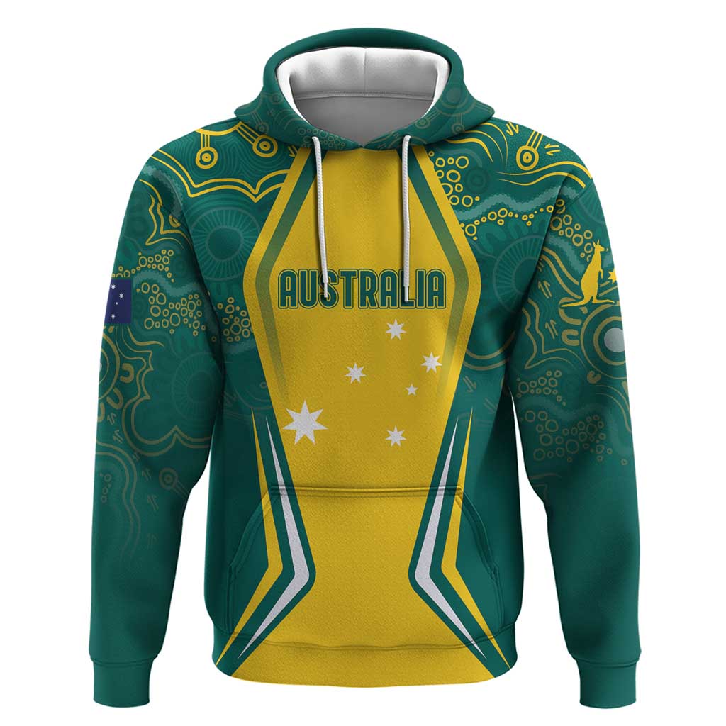 Australia 2024 Olympics Custom Hoodie Rise of the Roos Aboriginal Style LT7 - Vibe Hoodie Shop