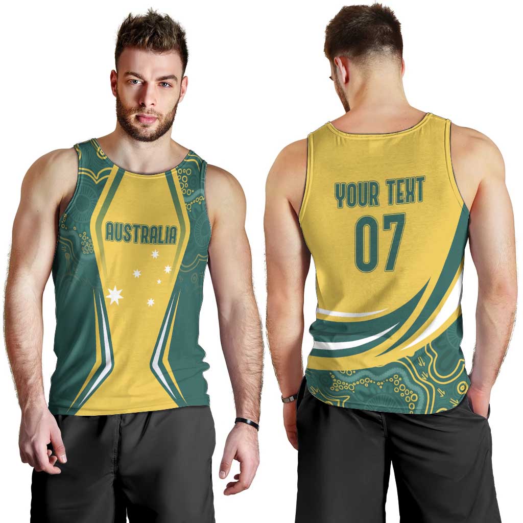 Australia 2024 Olympics Custom Men Tank Top Rise of the Roos Aboriginal Style - Vibe Hoodie Shop