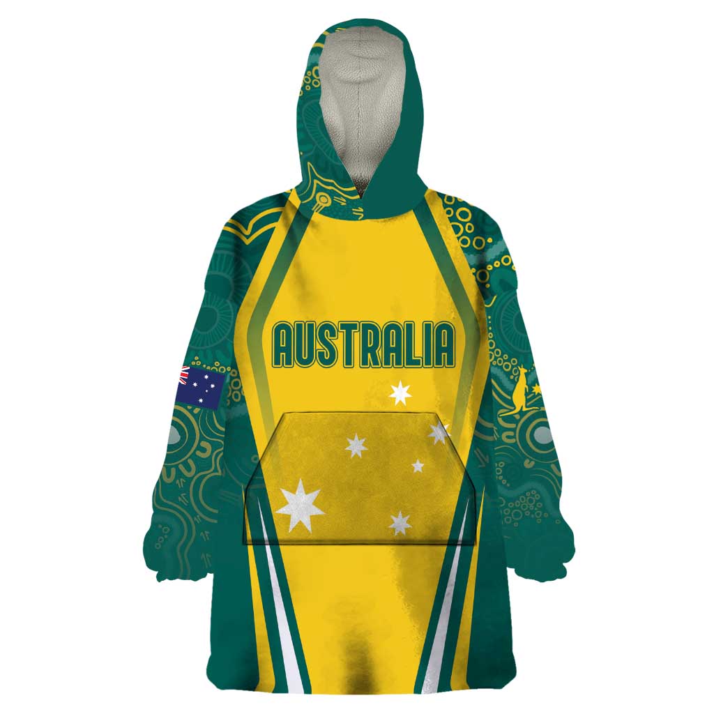 Australia 2024 Olympics Custom Wearable Blanket Hoodie Rise of the Roos Aboriginal Style - Vibe Hoodie Shop