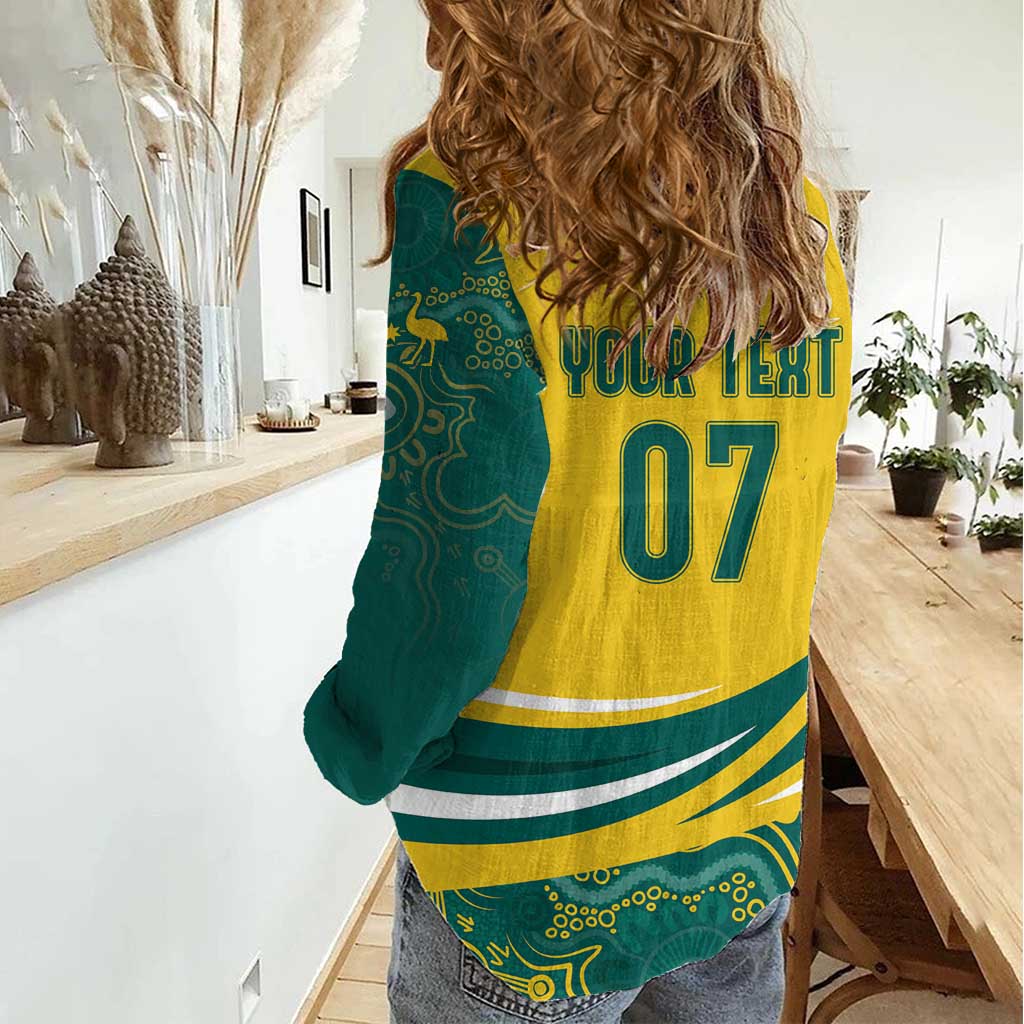 Australia 2024 Olympics Custom Women Casual Shirt Rise of the Roos Aboriginal Style - Vibe Hoodie Shop
