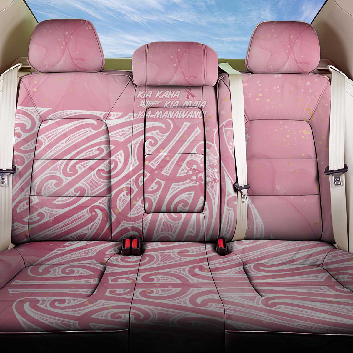 Breast Cancer Awareness Maori Back Car Seat Cover Kia Kaha Kia Maia Kia Manawanui - Vibe Hoodie