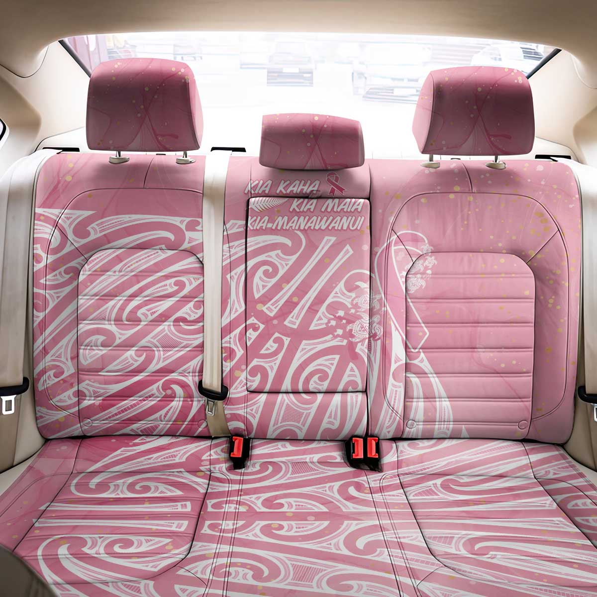Breast Cancer Awareness Maori Back Car Seat Cover Kia Kaha Kia Maia Kia Manawanui - Vibe Hoodie