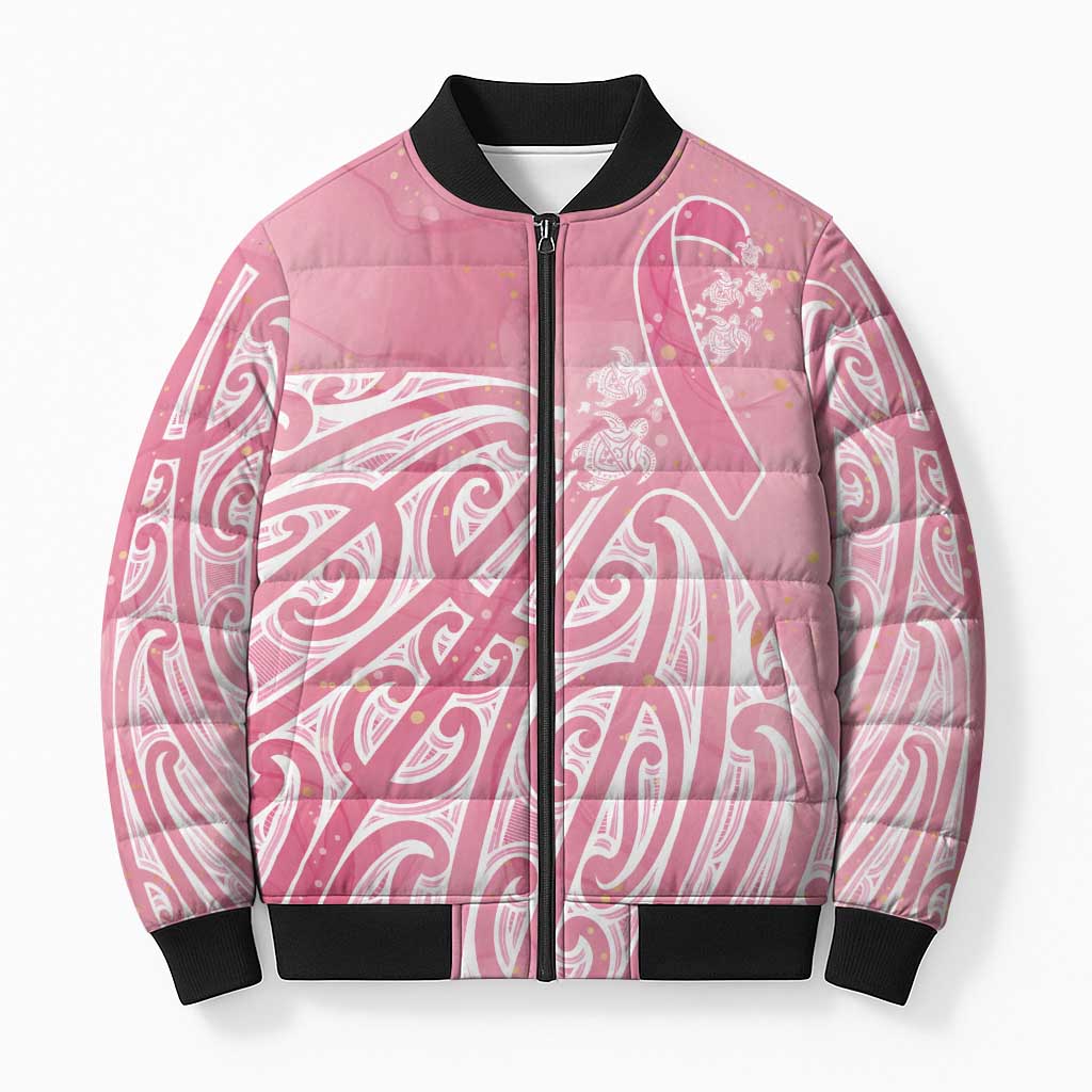 Breast Cancer Awareness Maori Bomber Puffer Jacket Kia Kaha Kia Maia Kia Manawanui - Vibe Hoodie