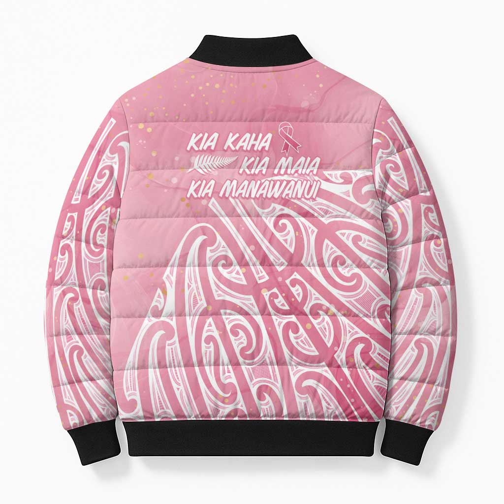 Breast Cancer Awareness Maori Bomber Puffer Jacket Kia Kaha Kia Maia Kia Manawanui - Vibe Hoodie