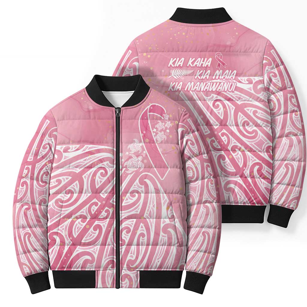 Breast Cancer Awareness Maori Bomber Puffer Jacket Kia Kaha Kia Maia Kia Manawanui - Vibe Hoodie