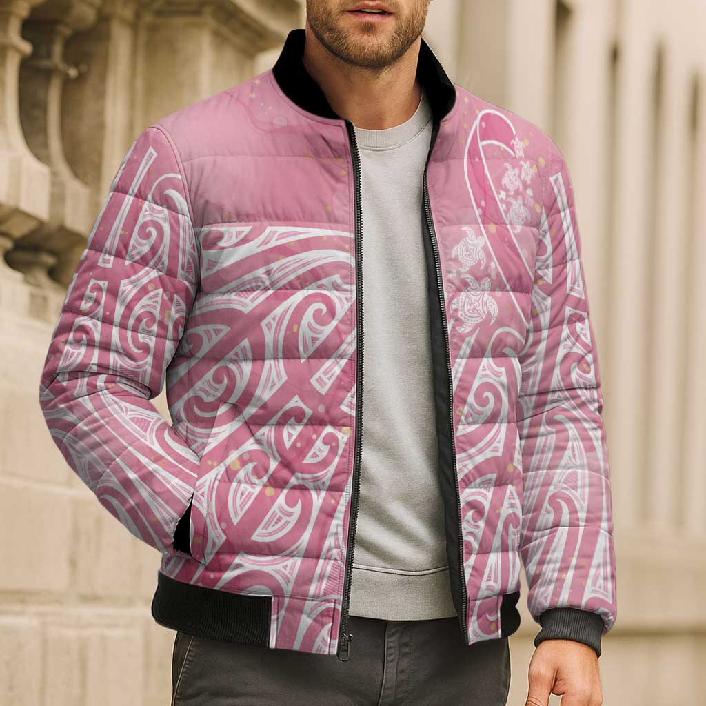 Breast Cancer Awareness Maori Bomber Puffer Jacket Kia Kaha Kia Maia Kia Manawanui - Vibe Hoodie