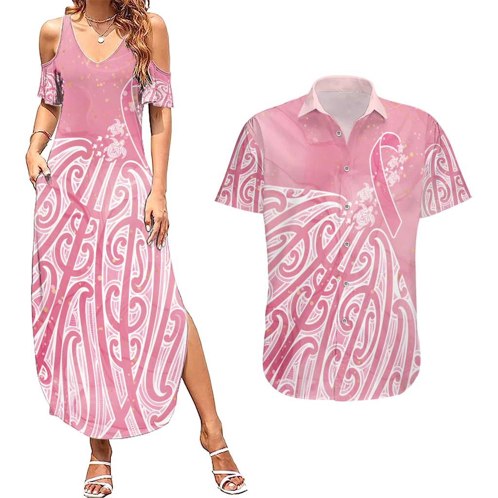 Breast Cancer Awareness Maori Couples Matching Summer Maxi Dress and Hawaiian Shirt Kia Kaha Kia Maia Kia Manawanui - Vibe Hoodie
