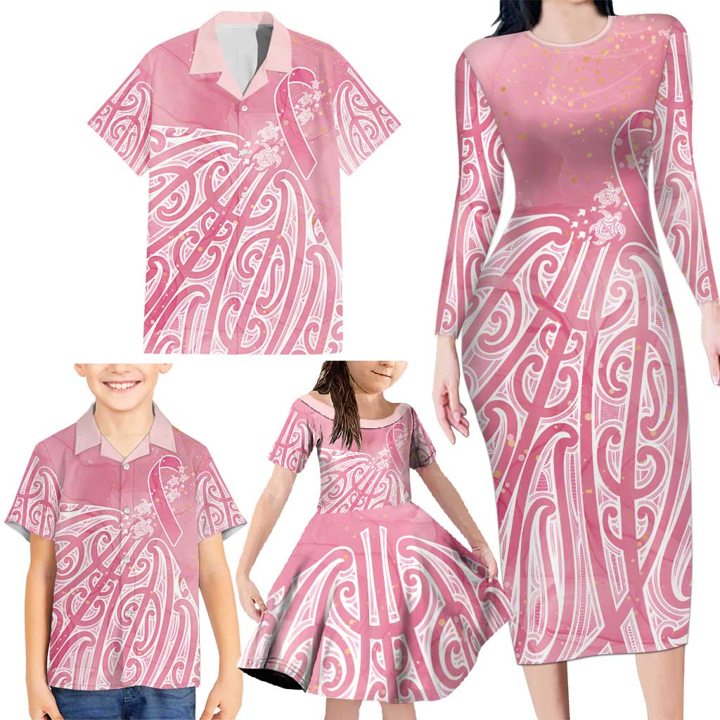 Breast Cancer Awareness Maori Family Matching Long Sleeve Bodycon Dress and Hawaiian Shirt Kia Kaha Kia Maia Kia Manawanui - Vibe Hoodie