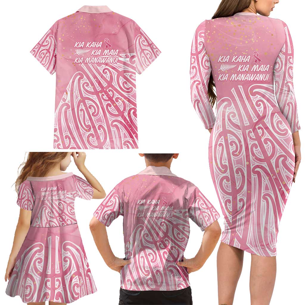 Breast Cancer Awareness Maori Family Matching Long Sleeve Bodycon Dress and Hawaiian Shirt Kia Kaha Kia Maia Kia Manawanui - Vibe Hoodie