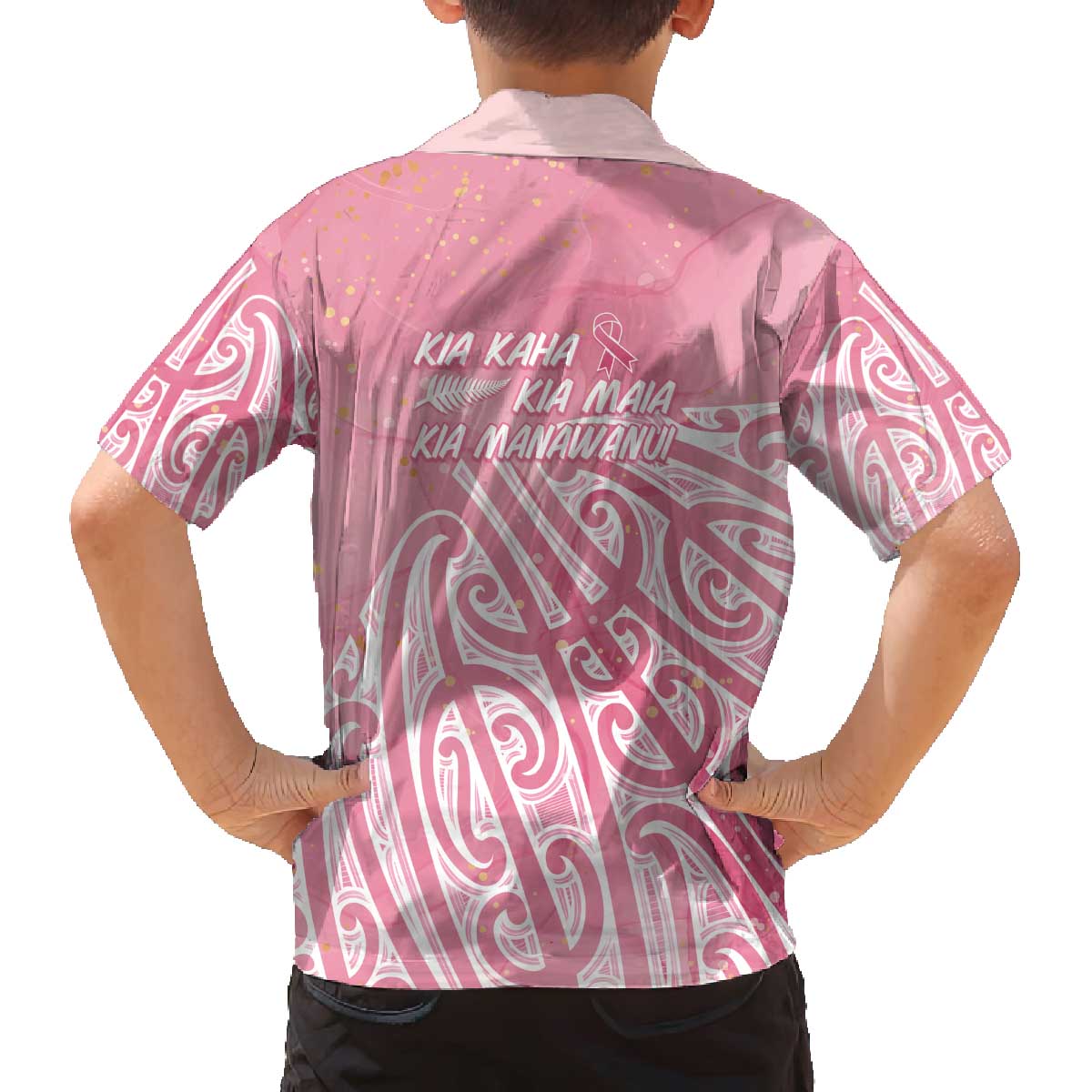 Breast Cancer Awareness Maori Family Matching Off The Shoulder Long Sleeve Dress and Hawaiian Shirt Kia Kaha Kia Maia Kia Manawanui - Vibe Hoodie
