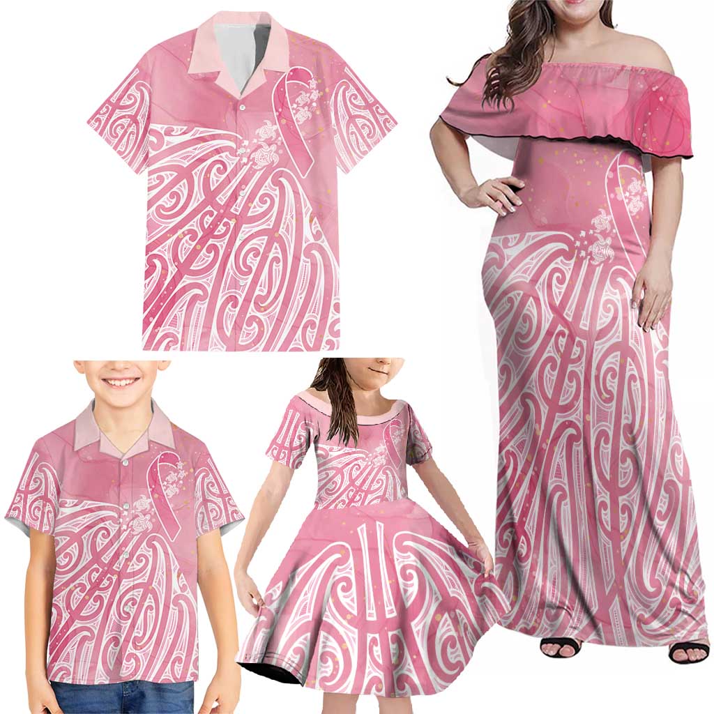 Breast Cancer Awareness Maori Family Matching Off Shoulder Maxi Dress and Hawaiian Shirt Kia Kaha Kia Maia Kia Manawanui - Vibe Hoodie