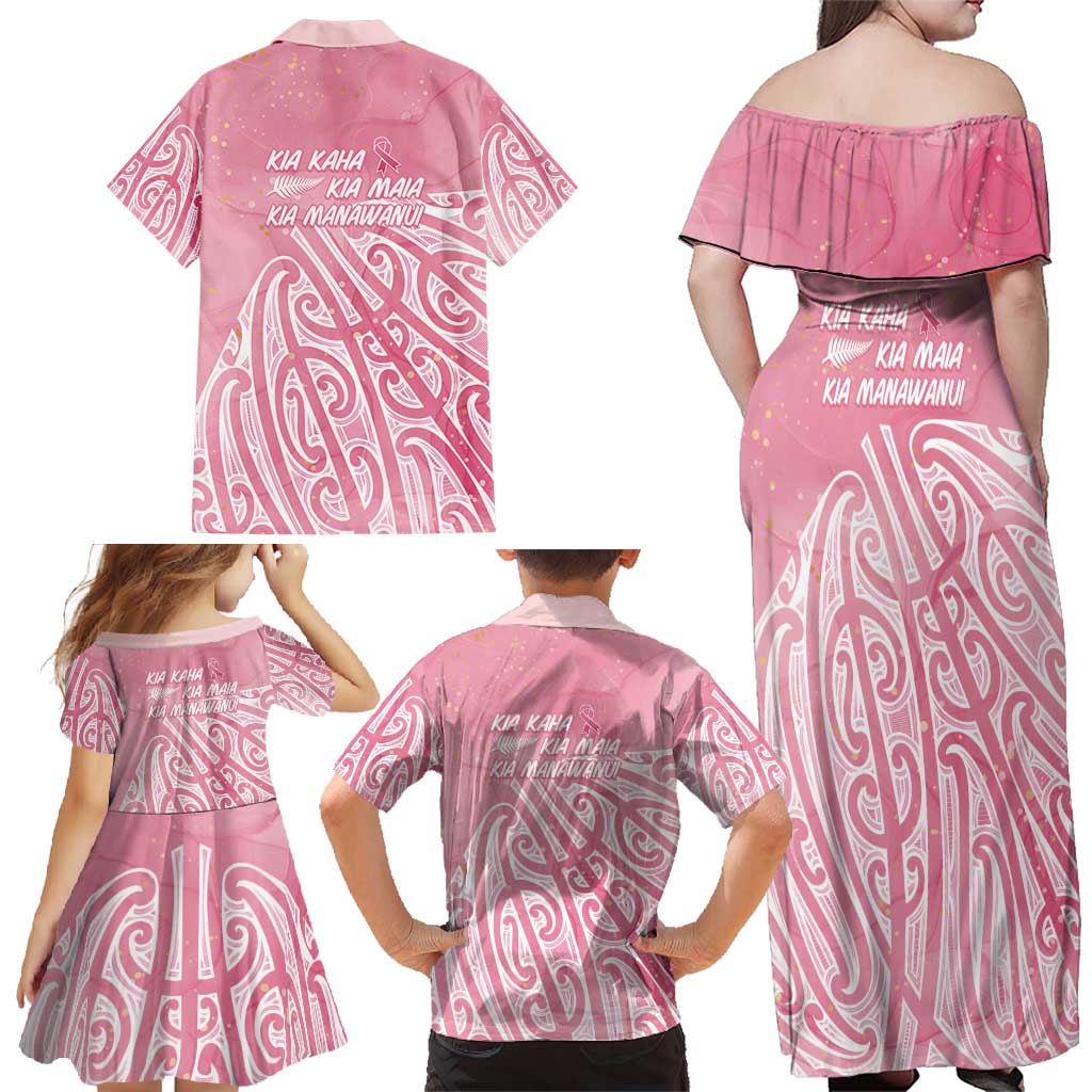 Breast Cancer Awareness Maori Family Matching Off Shoulder Maxi Dress and Hawaiian Shirt Kia Kaha Kia Maia Kia Manawanui - Vibe Hoodie
