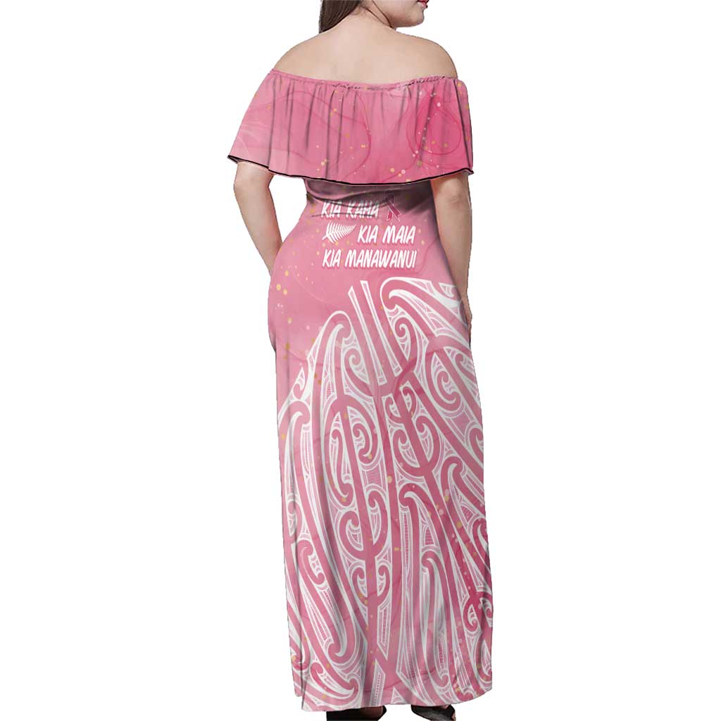 Breast Cancer Awareness Maori Family Matching Off Shoulder Maxi Dress and Hawaiian Shirt Kia Kaha Kia Maia Kia Manawanui - Vibe Hoodie
