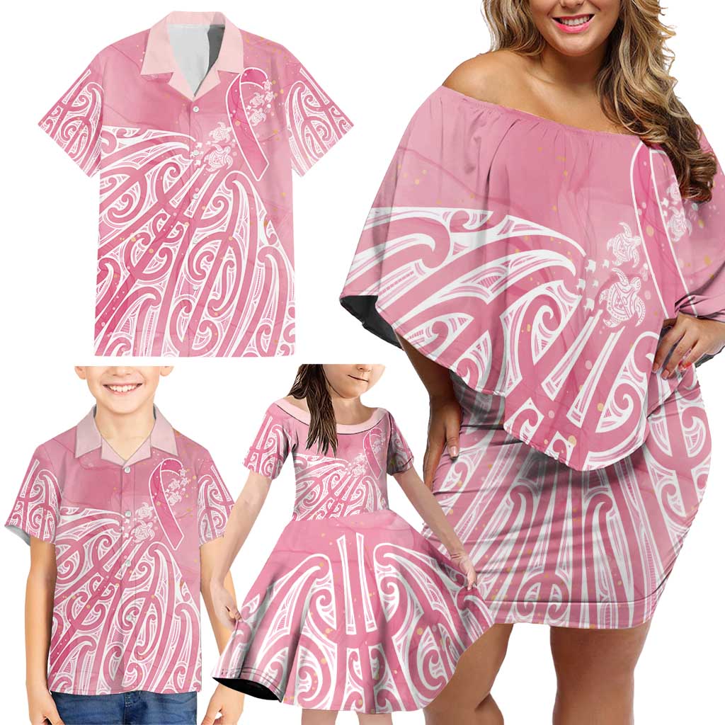 Breast Cancer Awareness Maori Family Matching Off Shoulder Short Dress and Hawaiian Shirt Kia Kaha Kia Maia Kia Manawanui - Vibe Hoodie