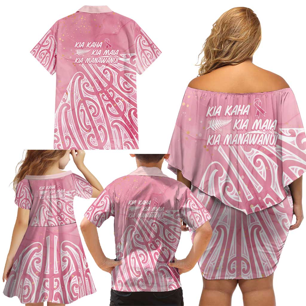 Breast Cancer Awareness Maori Family Matching Off Shoulder Short Dress and Hawaiian Shirt Kia Kaha Kia Maia Kia Manawanui - Vibe Hoodie