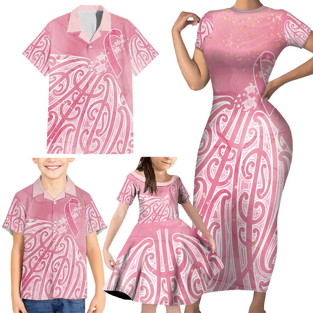 Breast Cancer Awareness Maori Family Matching Short Sleeve Bodycon Dress and Hawaiian Shirt Kia Kaha Kia Maia Kia Manawanui - Vibe Hoodie
