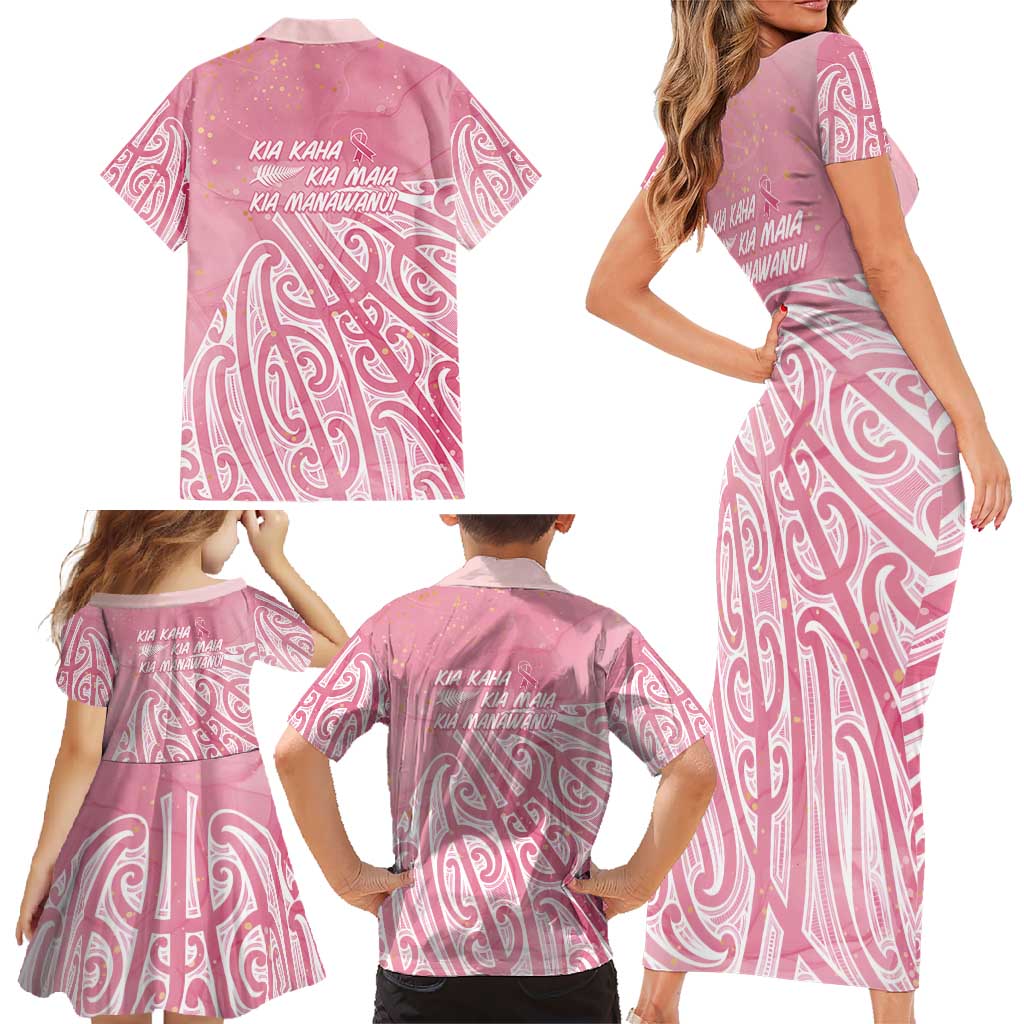 Breast Cancer Awareness Maori Family Matching Short Sleeve Bodycon Dress and Hawaiian Shirt Kia Kaha Kia Maia Kia Manawanui - Vibe Hoodie