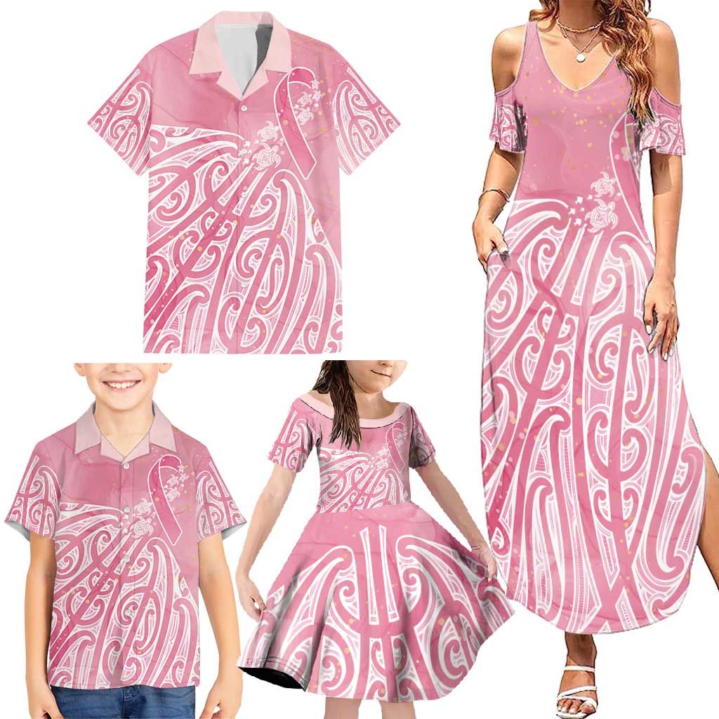 Breast Cancer Awareness Maori Family Matching Summer Maxi Dress and Hawaiian Shirt Kia Kaha Kia Maia Kia Manawanui - Vibe Hoodie