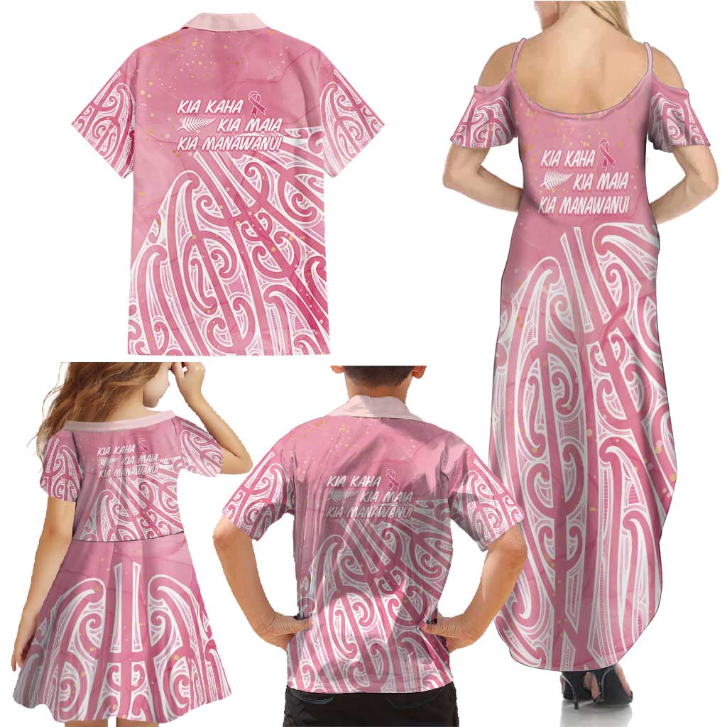 Breast Cancer Awareness Maori Family Matching Summer Maxi Dress and Hawaiian Shirt Kia Kaha Kia Maia Kia Manawanui - Vibe Hoodie