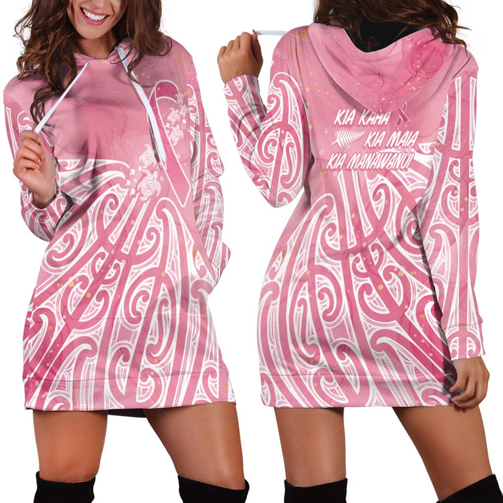 Breast Cancer Awareness Maori Hoodie Dress Kia Kaha Kia Maia Kia Manawanui - Vibe Hoodie