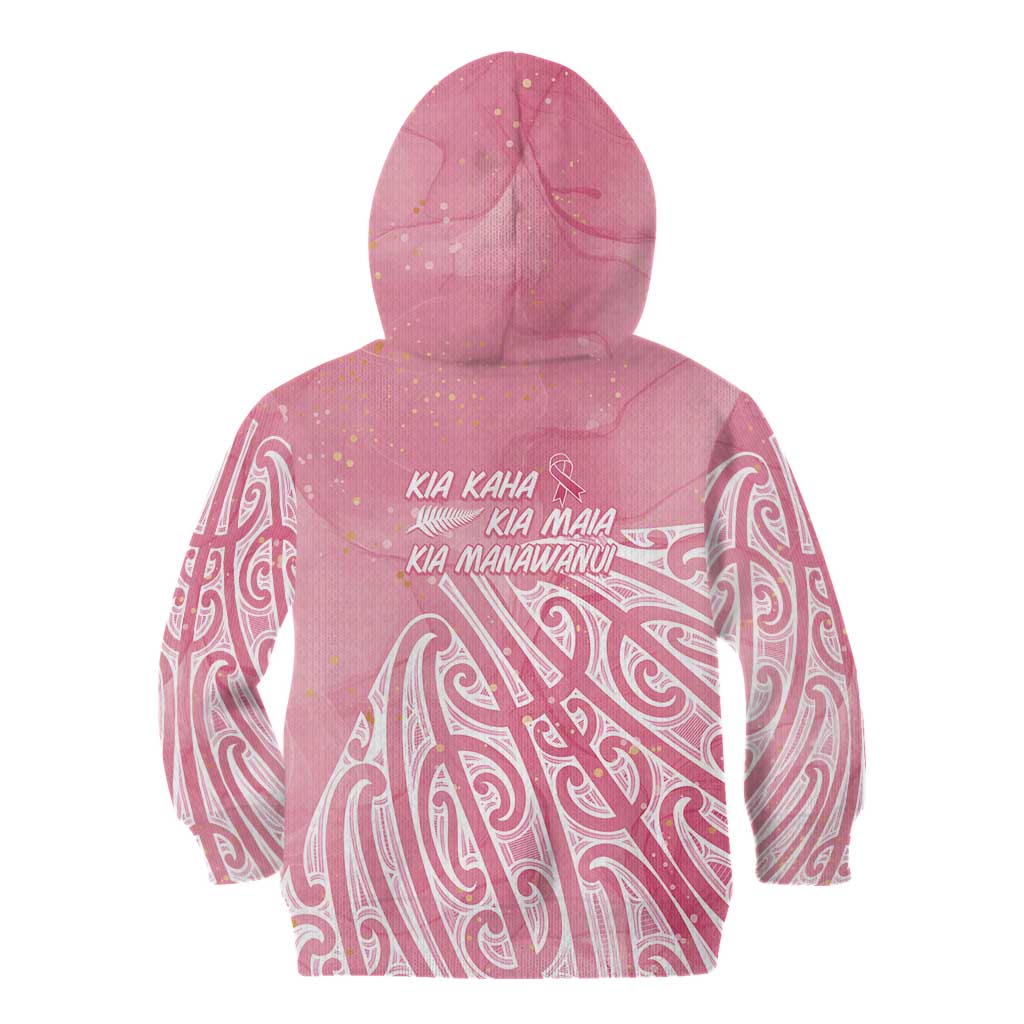 Breast Cancer Awareness Maori Kid Hoodie Kia Kaha Kia Maia Kia Manawanui - Vibe Hoodie