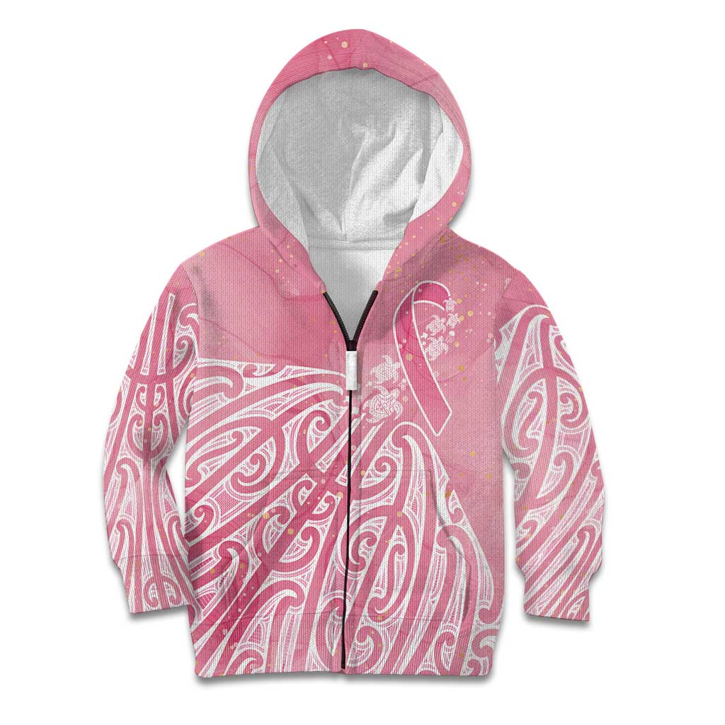 Breast Cancer Awareness Maori Kid Hoodie Kia Kaha Kia Maia Kia Manawanui - Vibe Hoodie