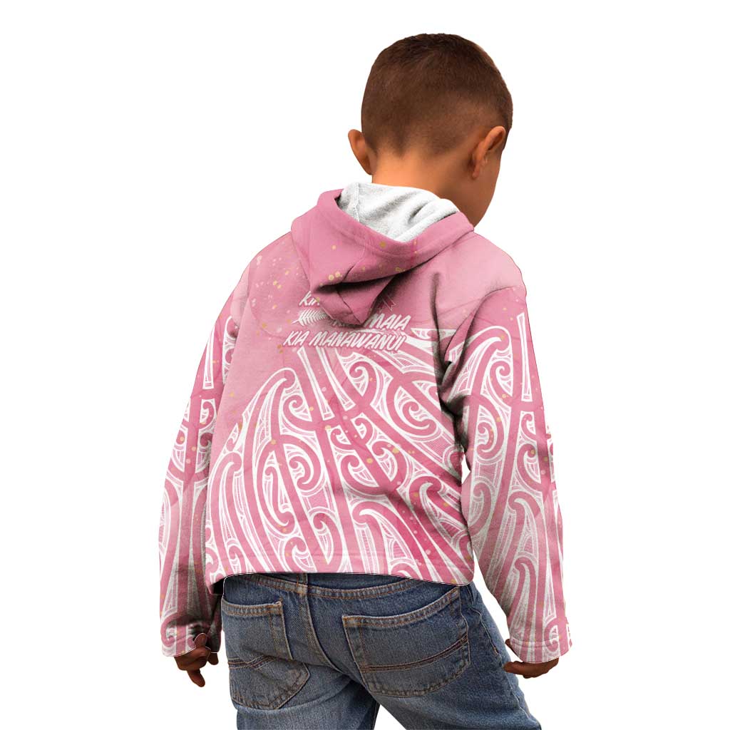 Breast Cancer Awareness Maori Kid Hoodie Kia Kaha Kia Maia Kia Manawanui - Vibe Hoodie
