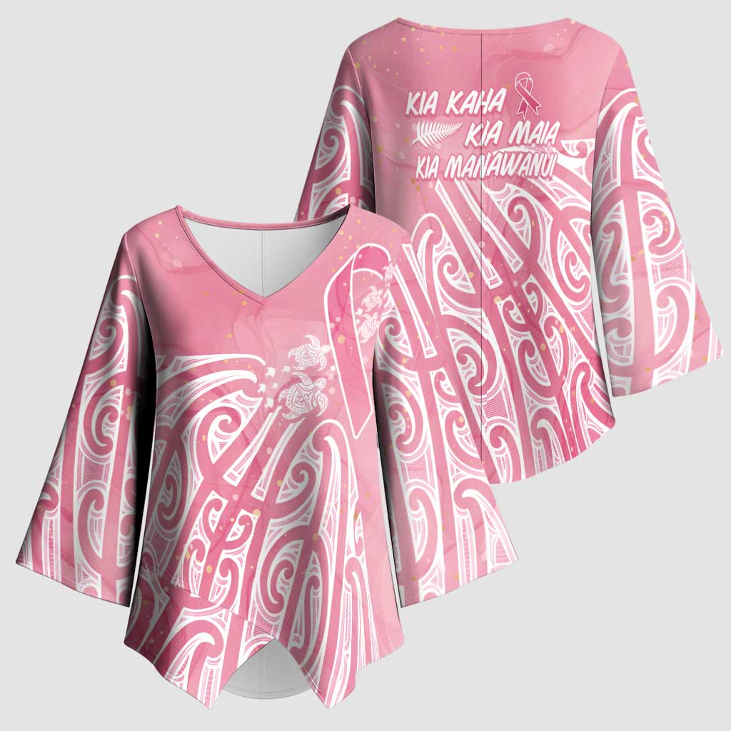 Breast Cancer Awareness Maori Kimono Sleeve Blouse Kia Kaha Kia Maia Kia Manawanui - Vibe Hoodie