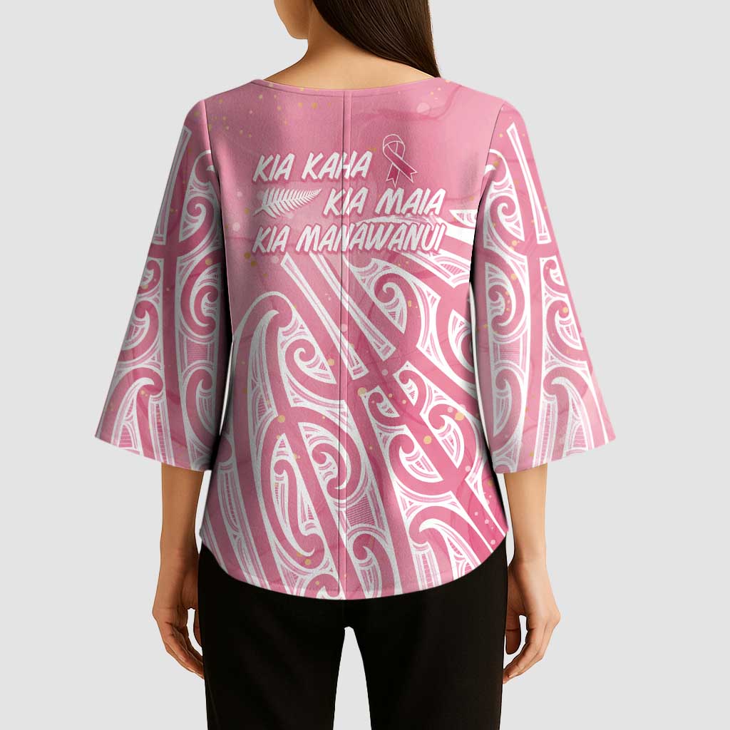 Breast Cancer Awareness Maori Kimono Sleeve Blouse Kia Kaha Kia Maia Kia Manawanui - Vibe Hoodie