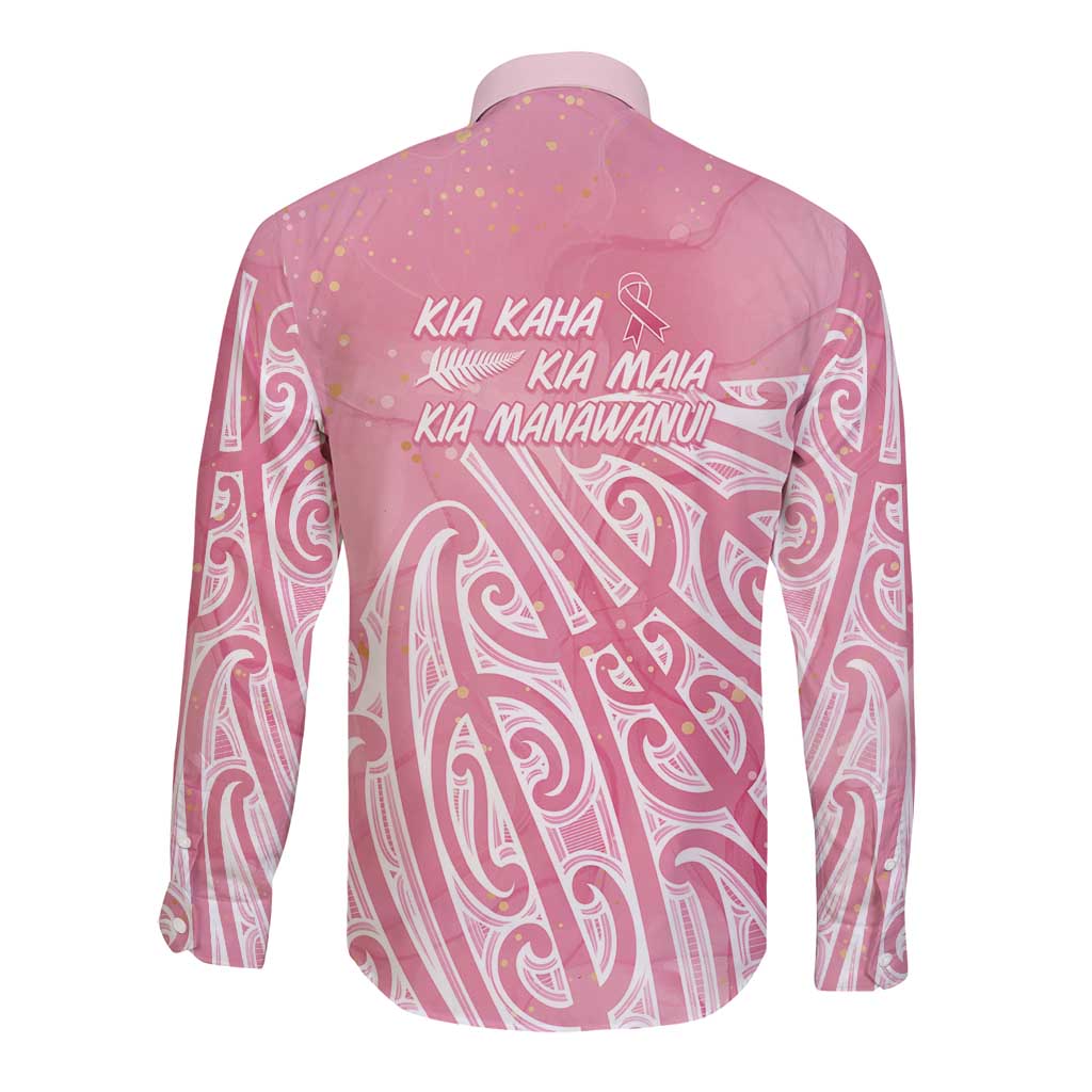 Breast Cancer Awareness Maori Long Sleeve Button Shirt Kia Kaha Kia Maia Kia Manawanui - Vibe Hoodie