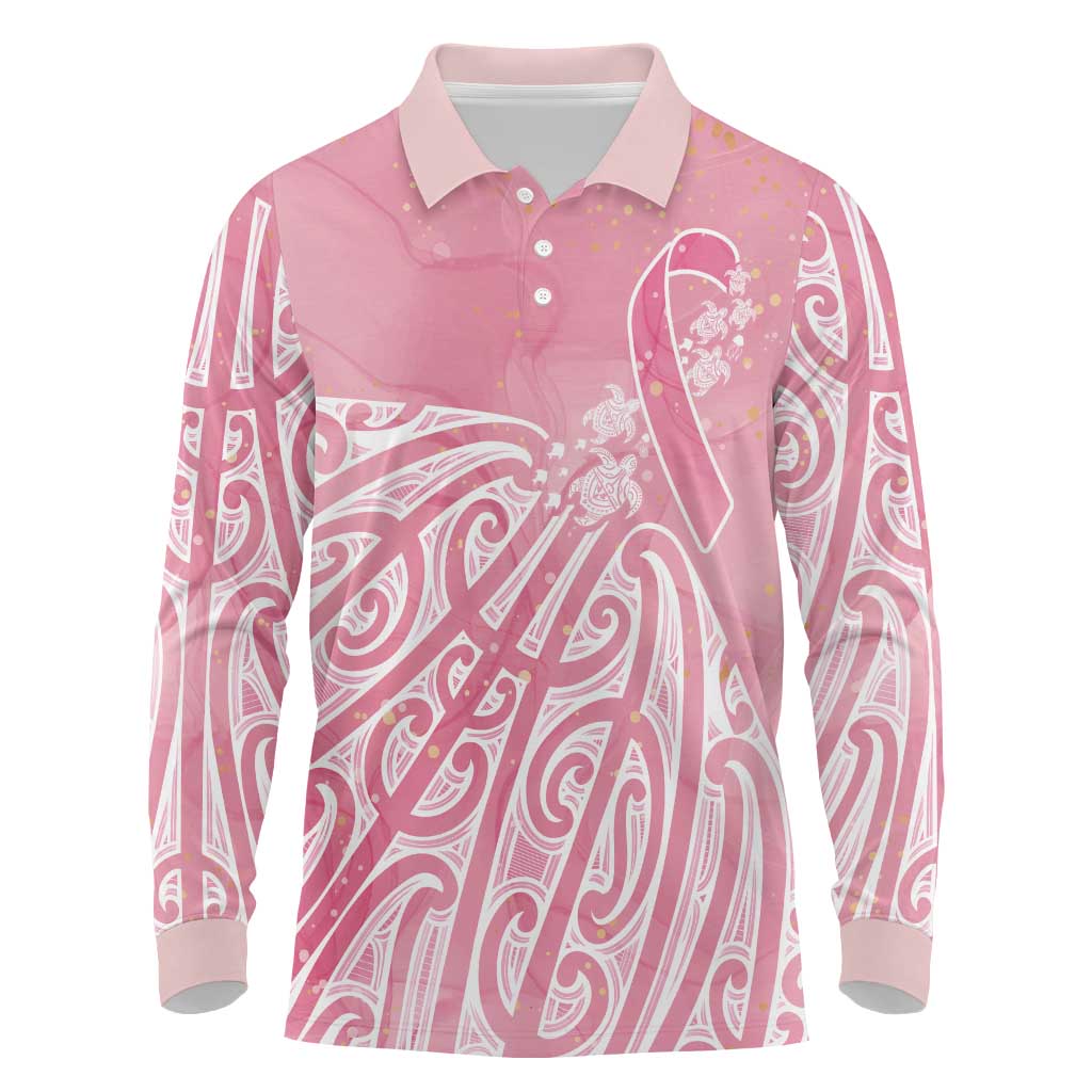 Breast Cancer Awareness Maori Long Sleeve Polo Shirt Kia Kaha Kia Maia Kia Manawanui - Vibe Hoodie