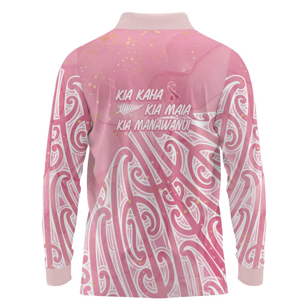 Breast Cancer Awareness Maori Long Sleeve Polo Shirt Kia Kaha Kia Maia Kia Manawanui - Vibe Hoodie