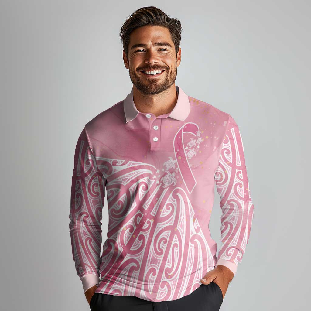 Breast Cancer Awareness Maori Long Sleeve Polo Shirt Kia Kaha Kia Maia Kia Manawanui - Vibe Hoodie