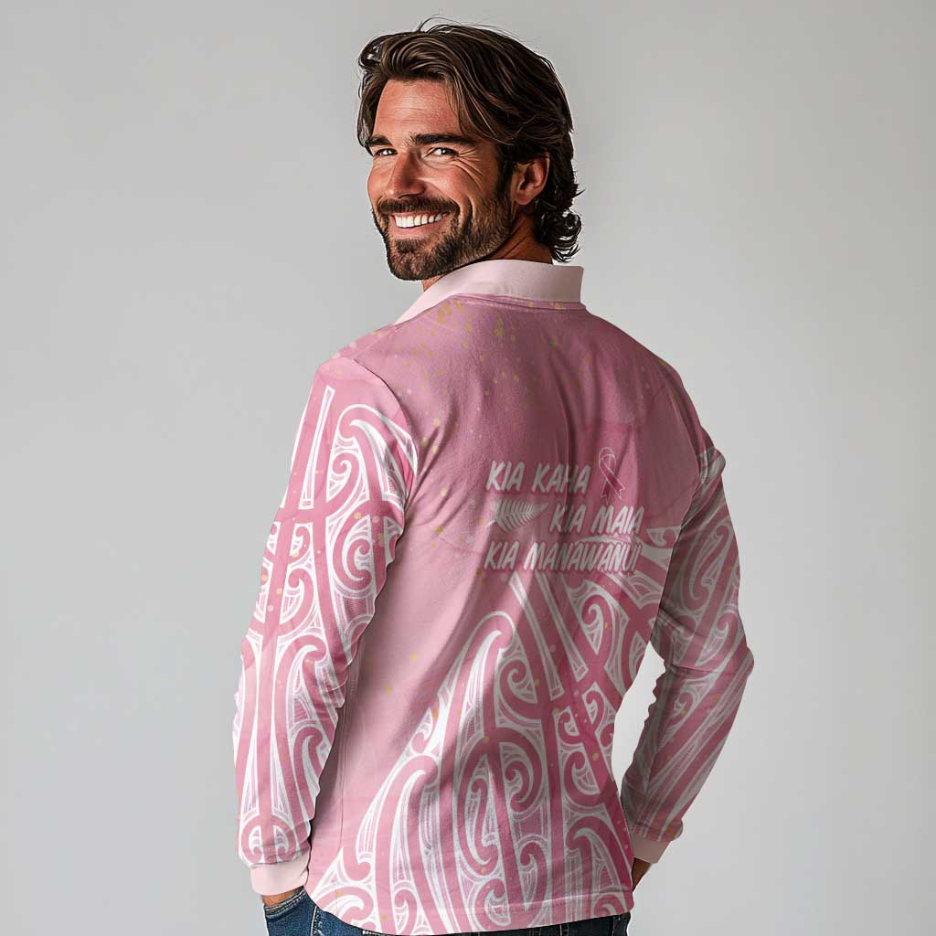 Breast Cancer Awareness Maori Long Sleeve Polo Shirt Kia Kaha Kia Maia Kia Manawanui - Vibe Hoodie