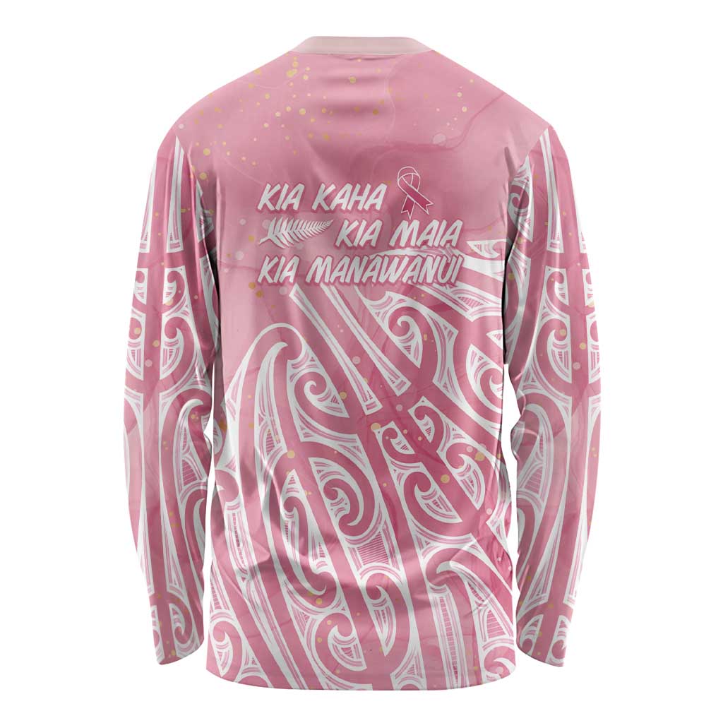 Breast Cancer Awareness Maori Long Sleeve Shirt Kia Kaha Kia Maia Kia Manawanui - Vibe Hoodie
