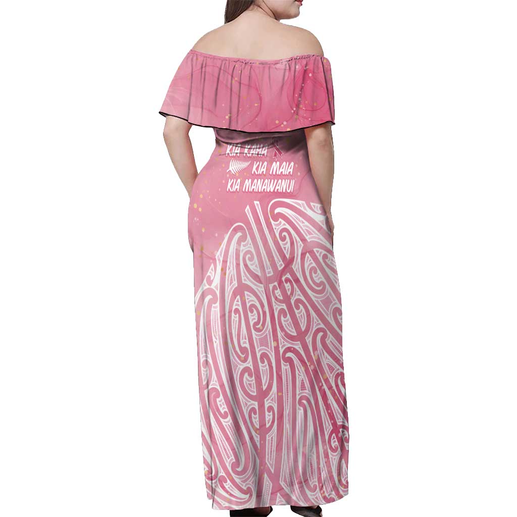 Breast Cancer Awareness Maori Off Shoulder Maxi Dress Kia Kaha Kia Maia Kia Manawanui - Vibe Hoodie