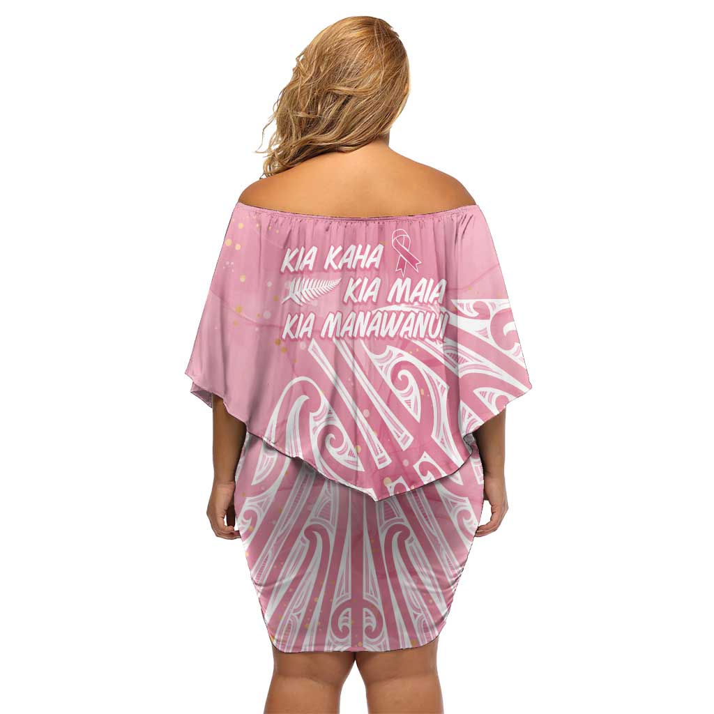 Breast Cancer Awareness Maori Off Shoulder Short Dress Kia Kaha Kia Maia Kia Manawanui - Vibe Hoodie