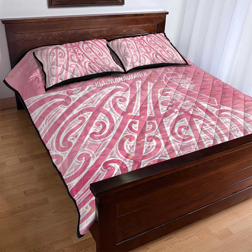 Breast Cancer Awareness Maori Quilt Bed Set Kia Kaha Kia Maia Kia Manawanui - Vibe Hoodie