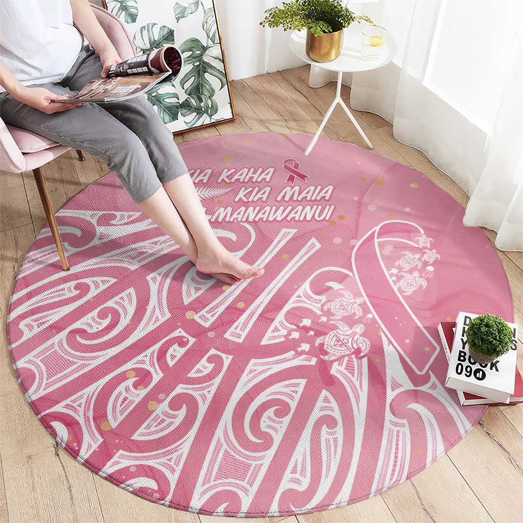 Breast Cancer Awareness Maori Round Carpet Kia Kaha Kia Maia Kia Manawanui - Vibe Hoodie