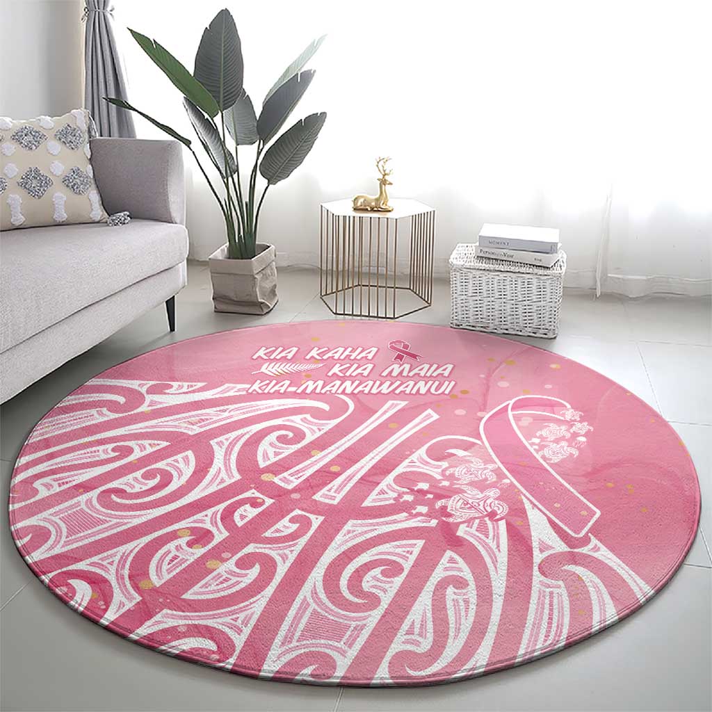 Breast Cancer Awareness Maori Round Carpet Kia Kaha Kia Maia Kia Manawanui - Vibe Hoodie