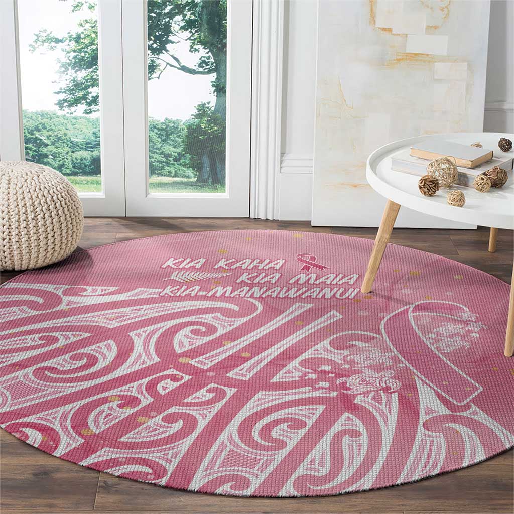 Breast Cancer Awareness Maori Round Carpet Kia Kaha Kia Maia Kia Manawanui - Vibe Hoodie